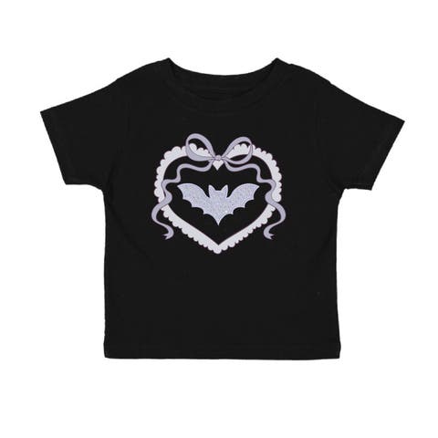 Rhinestone Bat Patch Halloween Short Sleeve T-Shirt