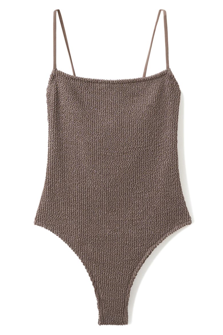 Textured One-Piece Swimsuit, Main, color, LIGHT/ PASTEL BROWN