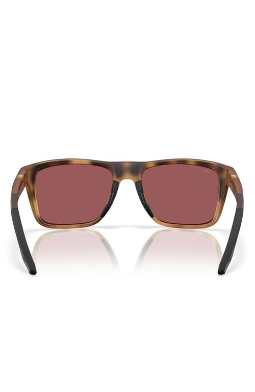 Costa Del Mar Mainsail 55mm Mirrored Polarized Rectangular Sunglasses In Matte Tortoise/gold 580g