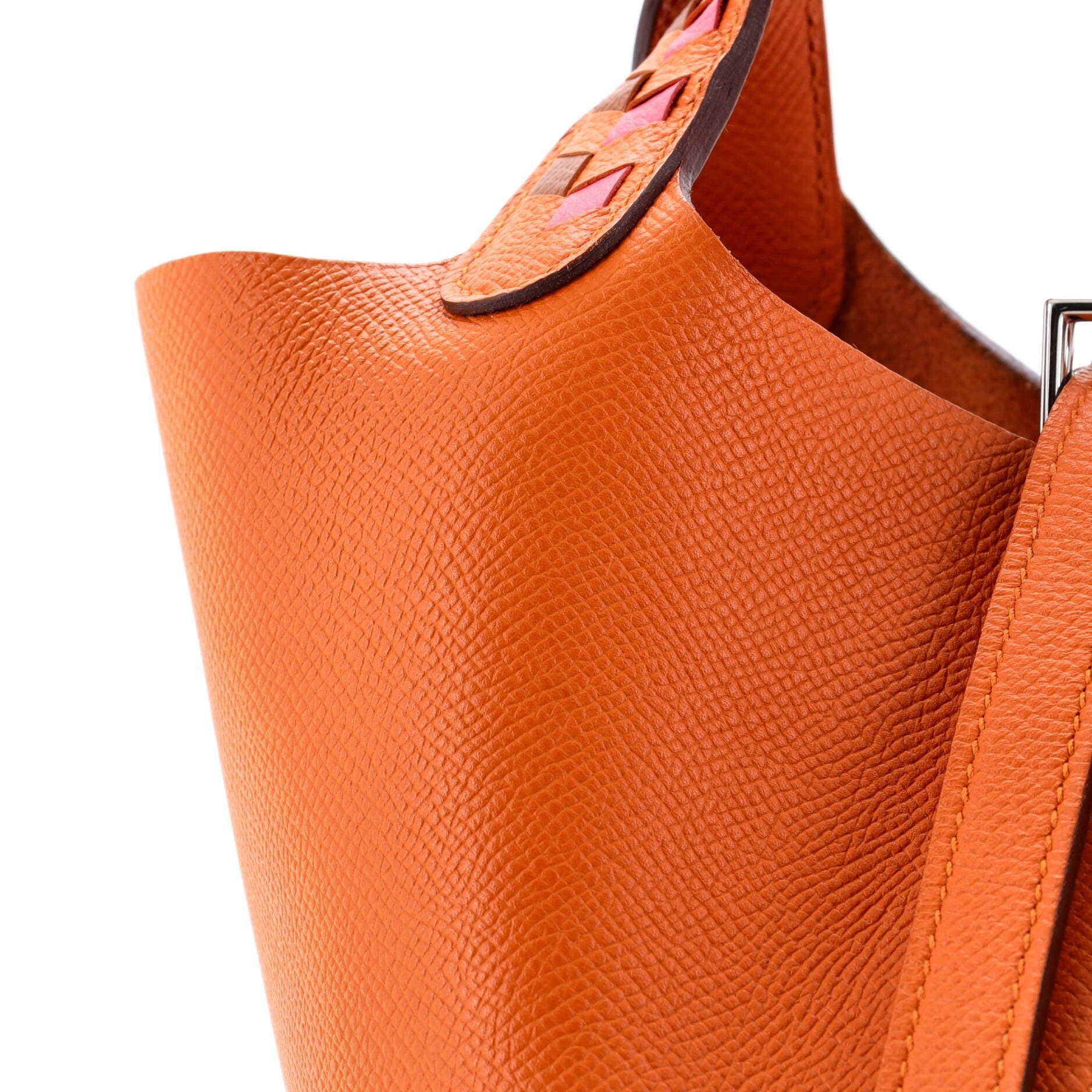 Pre-Owned Hermes Picotin Lock Bag Tressage Epsom PM, Alternate, color, Abricot/Rose Azalee/Gold