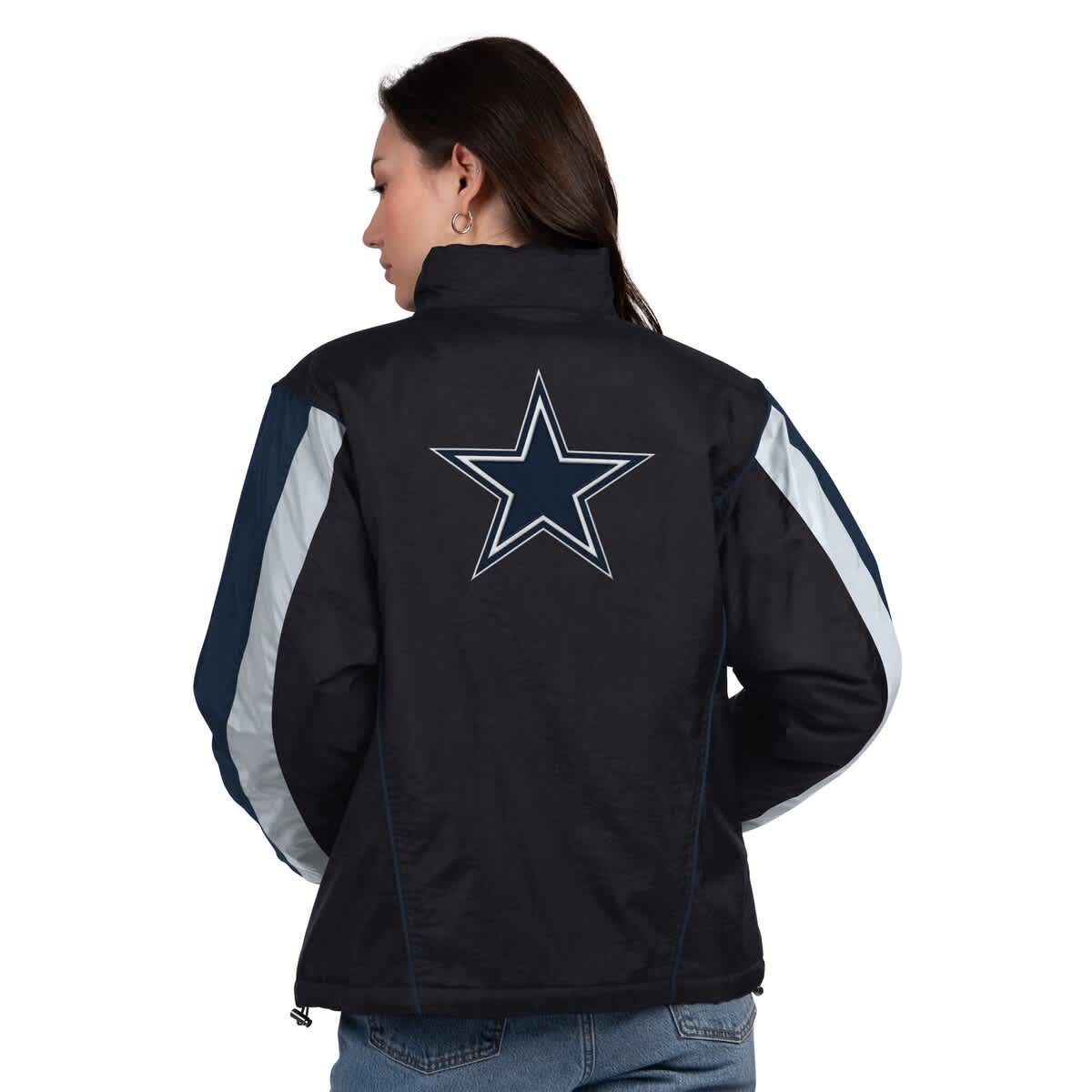 Women's Starter Black/Navy Dallas Cowboys Thursday Night Gridiron Half-Zip Jacket - image 2