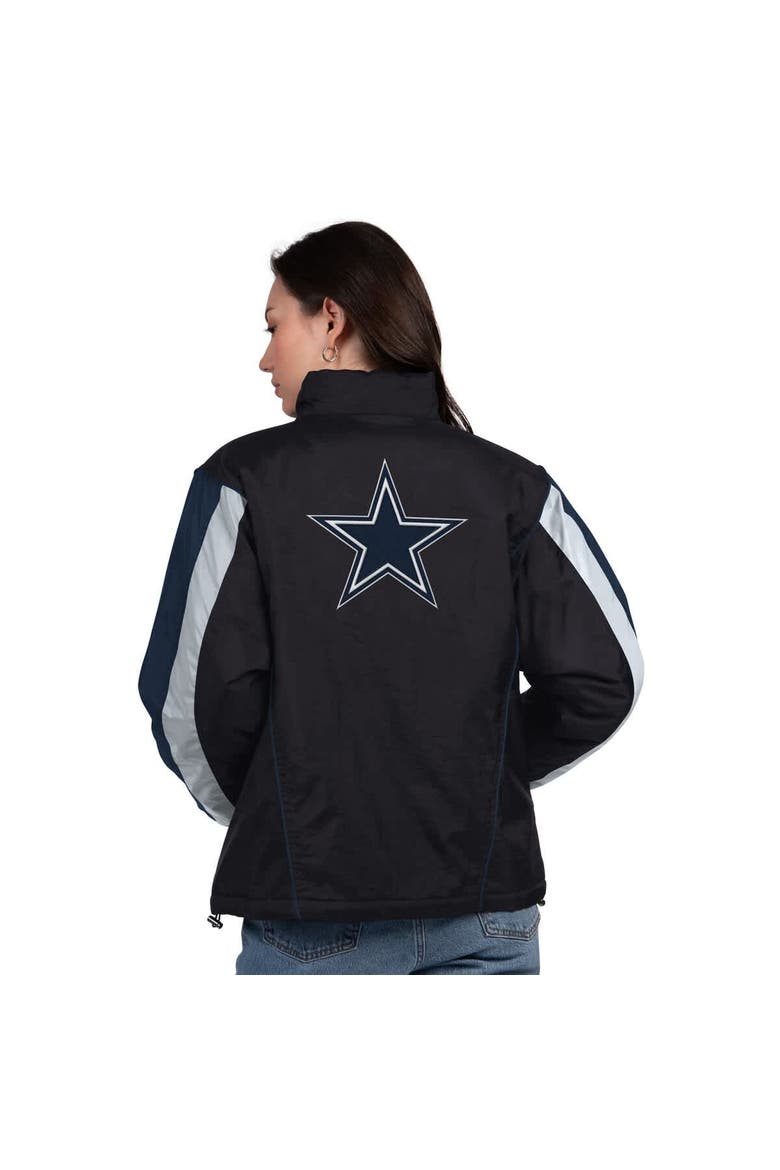 Women's Starter Black/Navy Dallas Cowboys Thursday Night Gridiron Half-Zip Jacket, Alternate, color, Black