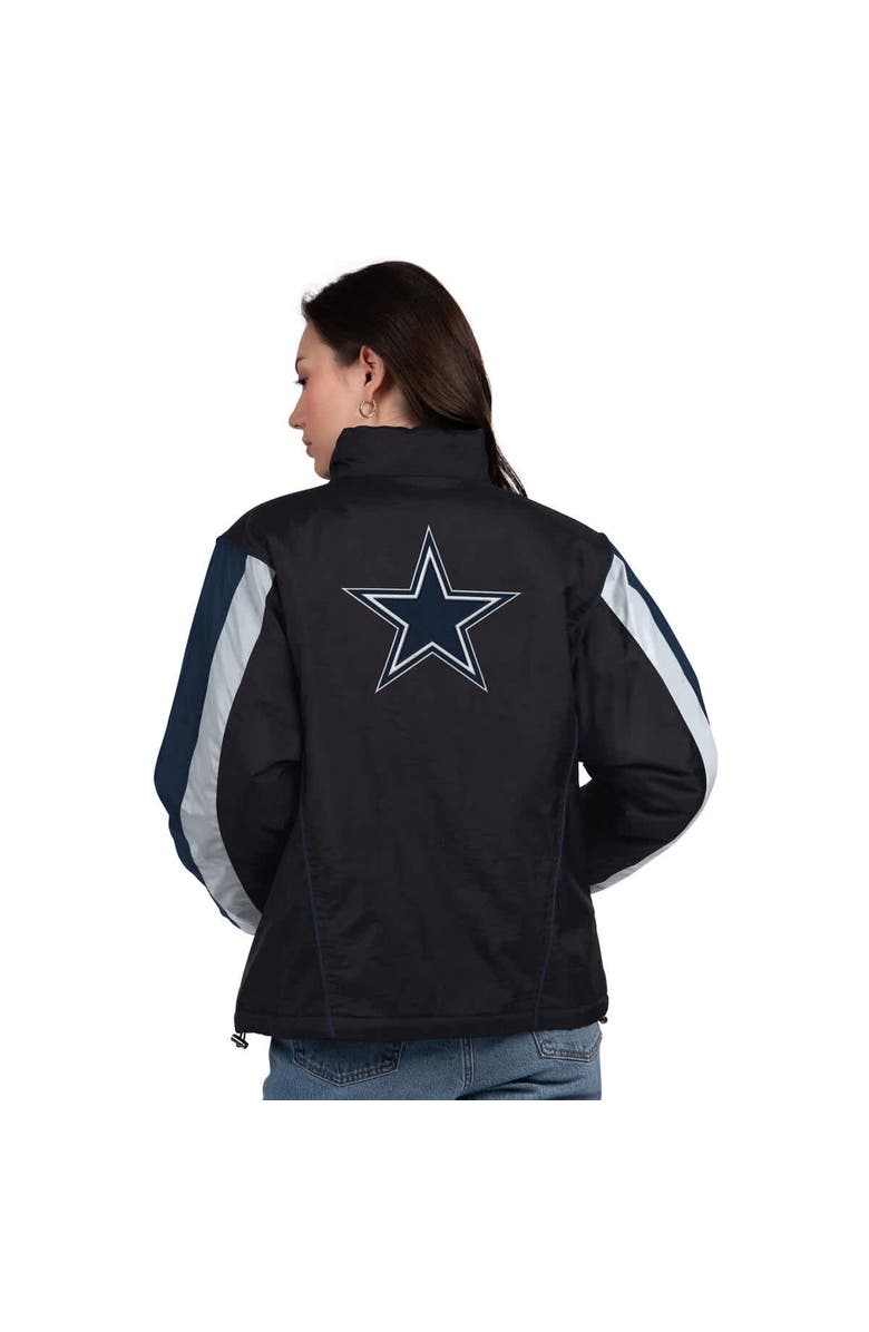 STARTER Women's Starter Black/Navy Dallas Cowboys Thursday Night Gridiron Half-Zip Jacket, Alternate, color, Black