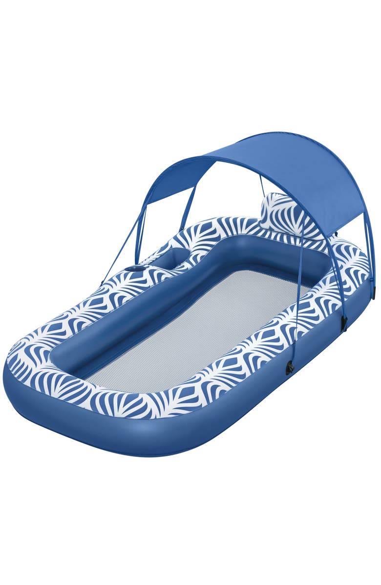 H2OGO! Comfort Plush Shaded Pool Lounge Float, Main, color, Multicolored