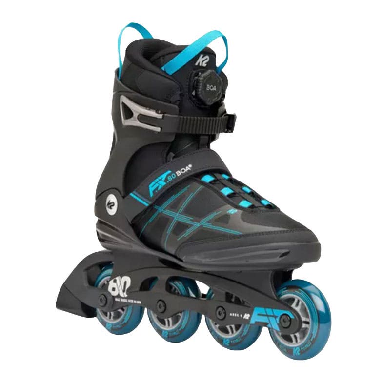 K2 F.I.T. 80 BOA Black/Blue Mens Inline Skates, Main, color, Black/Blue