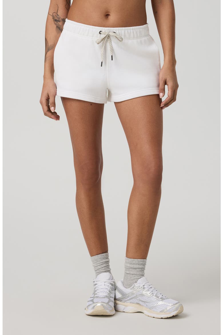 Cotton Blend Piquè Fleece Drawstring Shorts, Main, color, WHITE