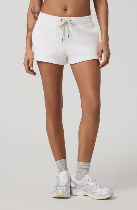 Cotton Blend Piquè Fleece Drawstring Shorts