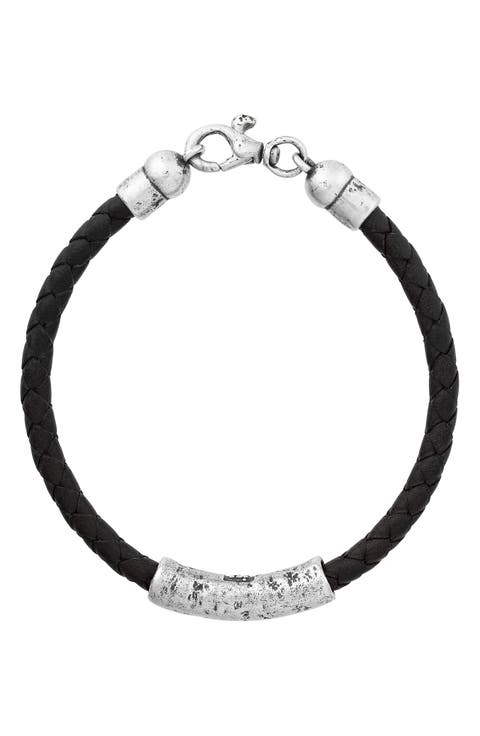 Artisan ID Bar Woven Leather Bracelet