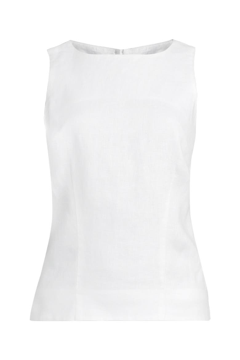 Linen Sleeveless Peplum Top, Alternate, color, White