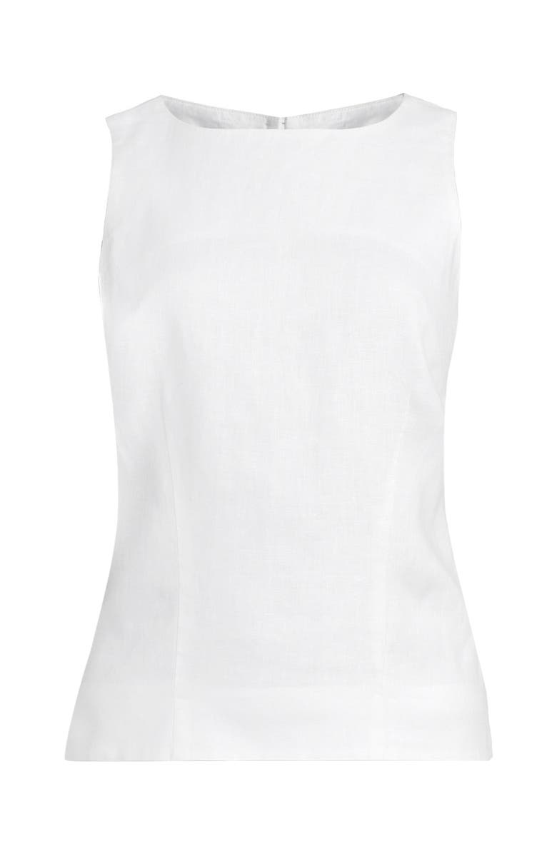 Lands' End Linen Sleeveless Peplum Top, Alternate, color, White