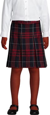 Lands' End School Uniform Girls Plaid Box Pleat Skirt Top of the Knee
