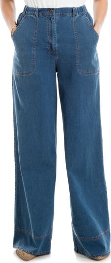 │Odd Studio│ Diagonal cut wide denim pants BLUE OO4MUDP101 MAX STUDIO Wide Leg Jeans | Nordstromrack