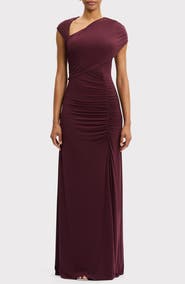 Herve Leger Cap Sleeve Ruched Matte Jersey Dress