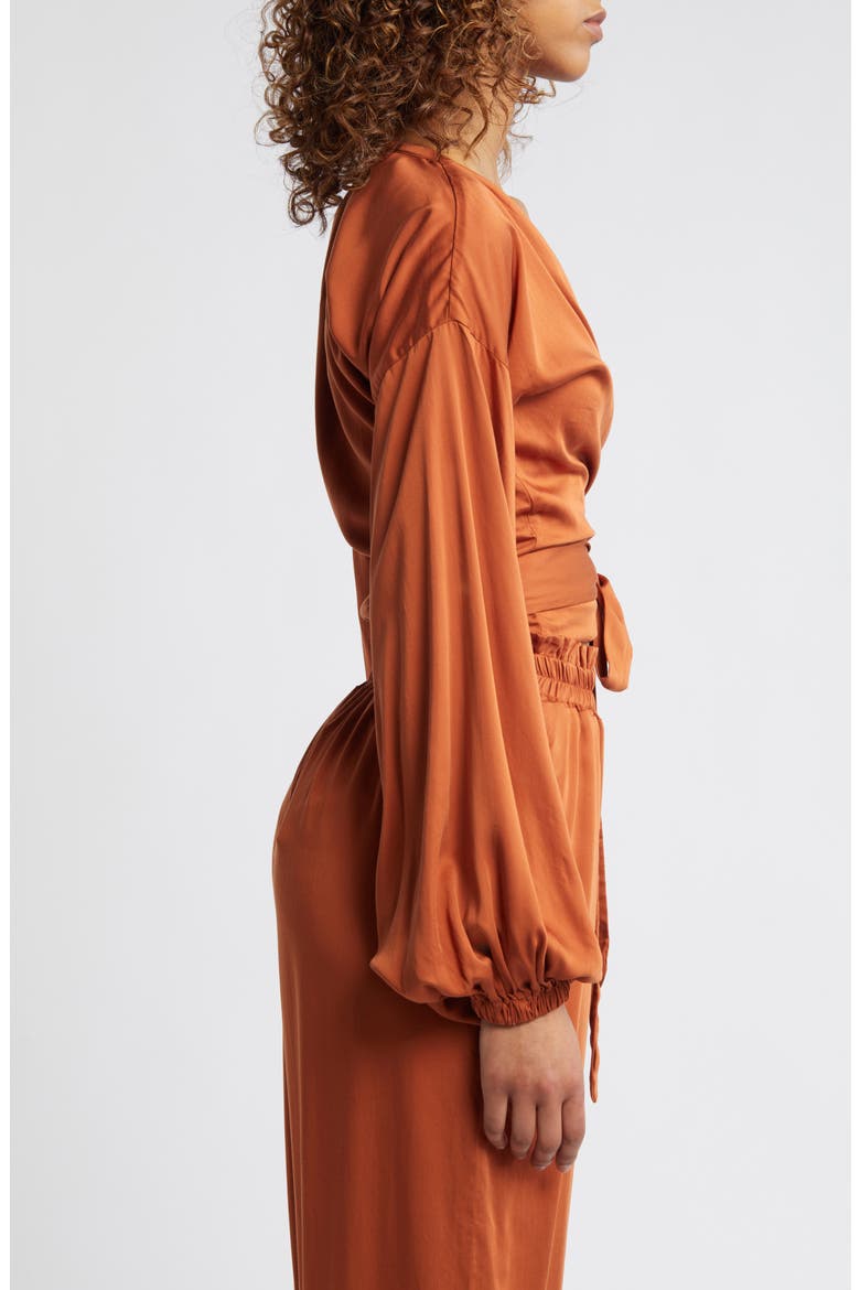 Aida Wrap Blouse, Alternate, color, RUST