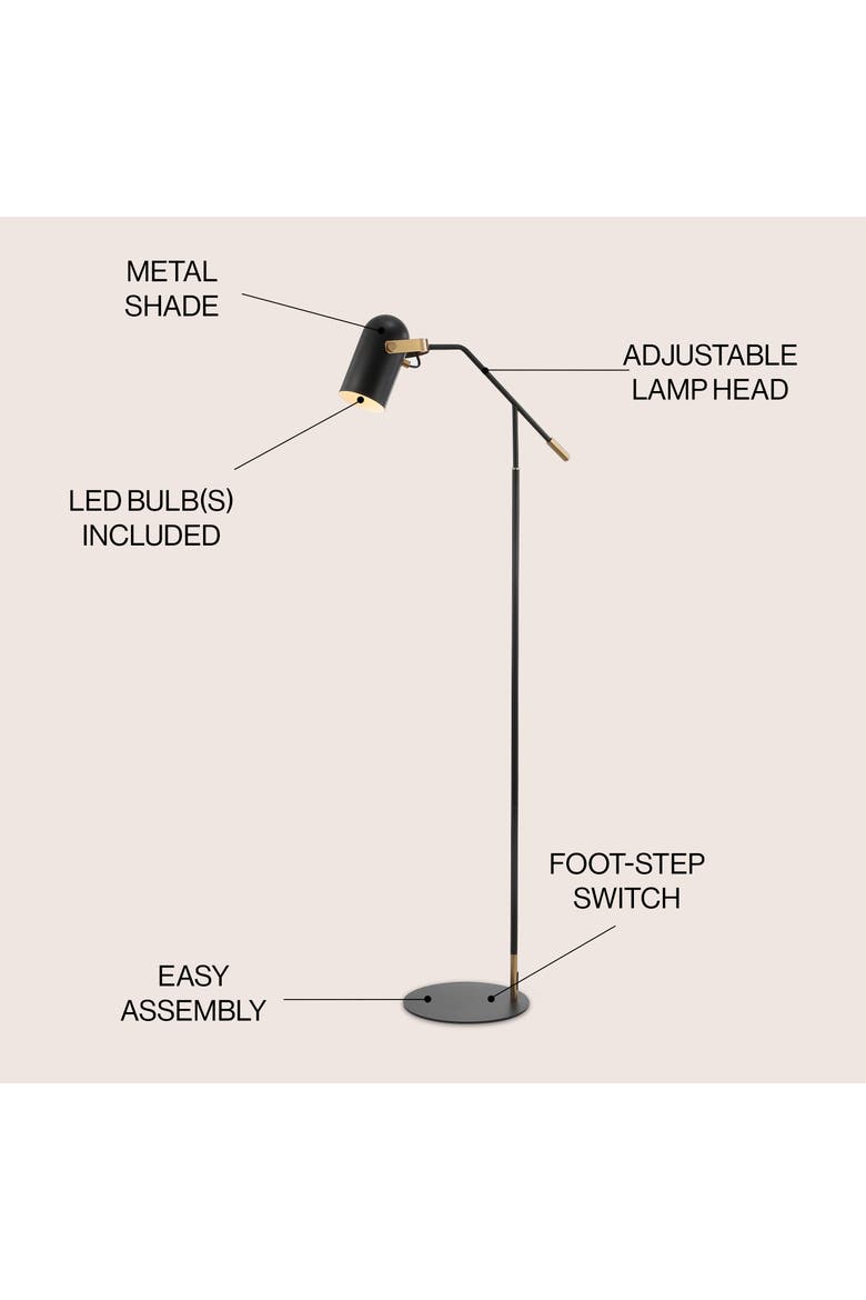 Eugenio 58.5" Metal LED Floor Lamp, Black/Brass Gold, Alternate, color, Black/Brass Gold