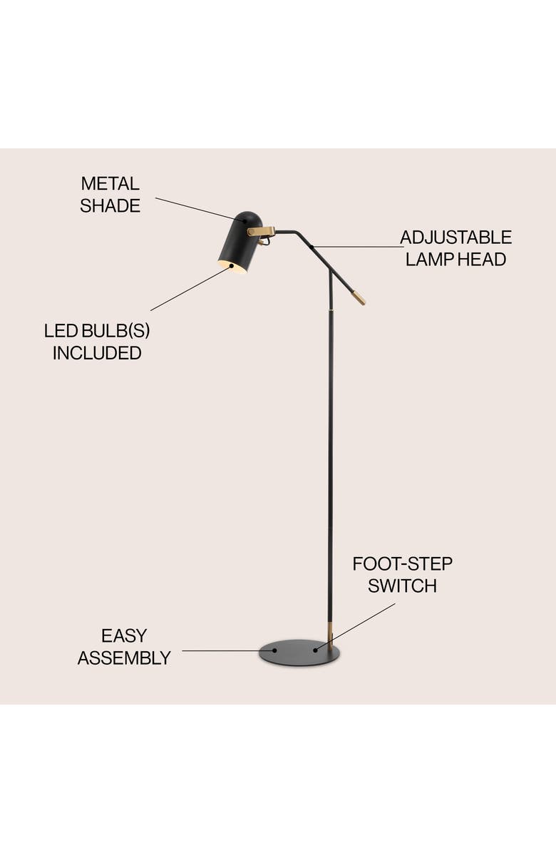 JONATHAN Y Eugenio 58.5" Metal LED Floor Lamp, Black/Brass Gold, Alternate, color, Black/Brass Gold