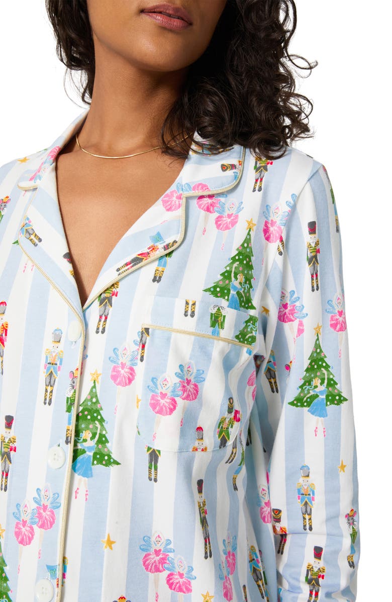 BedHead Pajamas Print Stretch Organic Cotton Pajamas, Alternate, color, Sugarplum Stripe