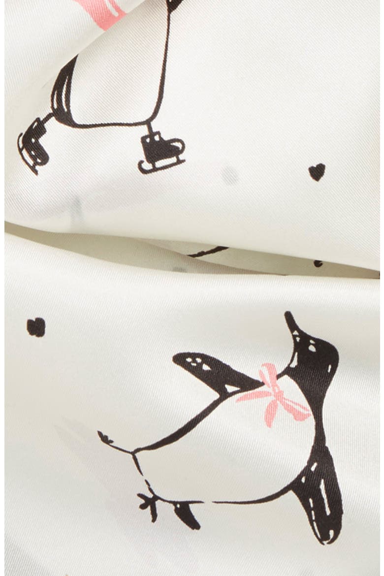 penguin silk square scarf, Alternate, color, CREAM