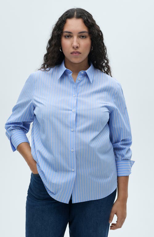 Mango Stripe Button-up Shirt In Blue
