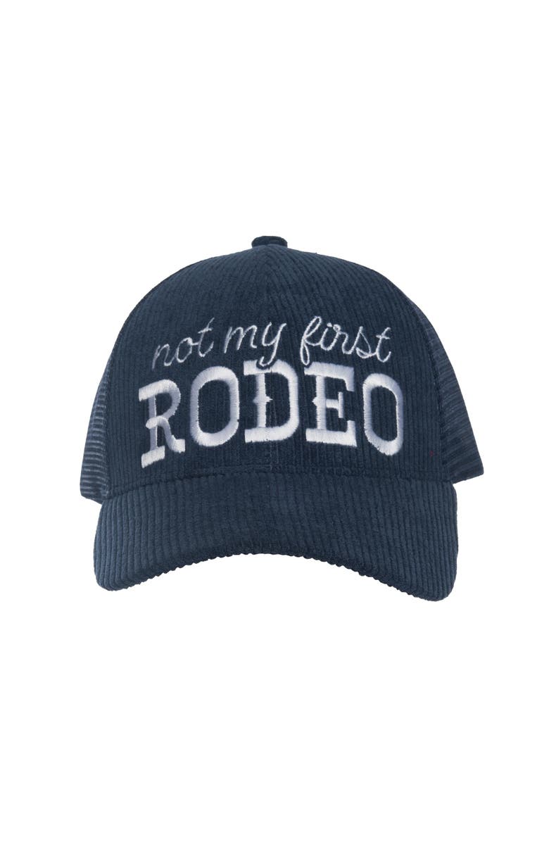 Totalee Gift Not My First Rodeo Corduroy Trucker Hat Cotton Blue, Main, color, Blue