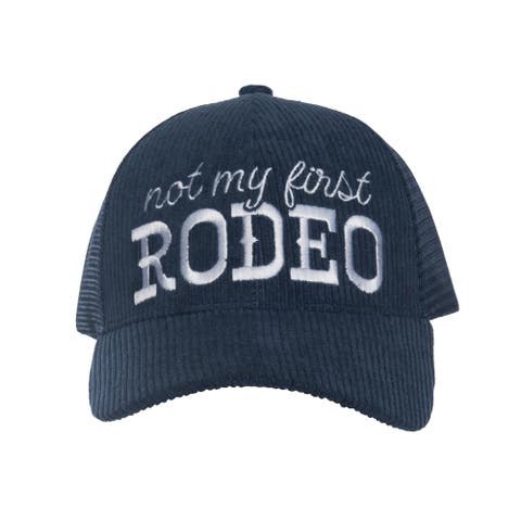 Not My First Rodeo Corduroy Trucker Hat Cotton Blue