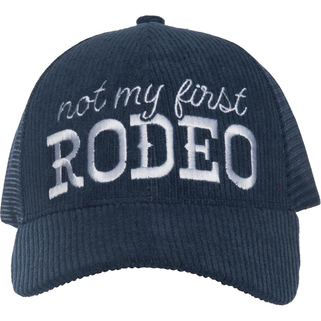 Totalee Gift Not My First Rodeo Corduroy Trucker Hat Cotton Blue