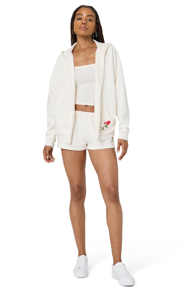 Florence by Mills Cozy Crush Forever Rose Embroidered Sweat Shorts, Alternate, color, 