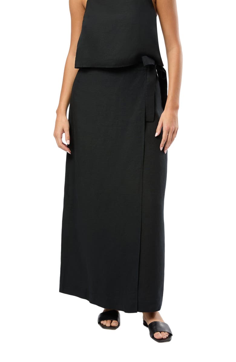 Onia Air Linen Maxi Wrap Skirt, Alternate, color, Black