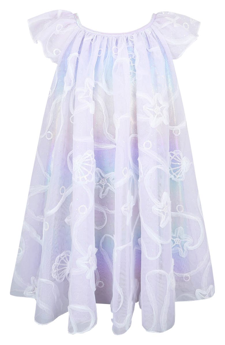Zunie Kids' Mermaid Float Sequin Soutache Party Dress, Alternate, color, Lilac