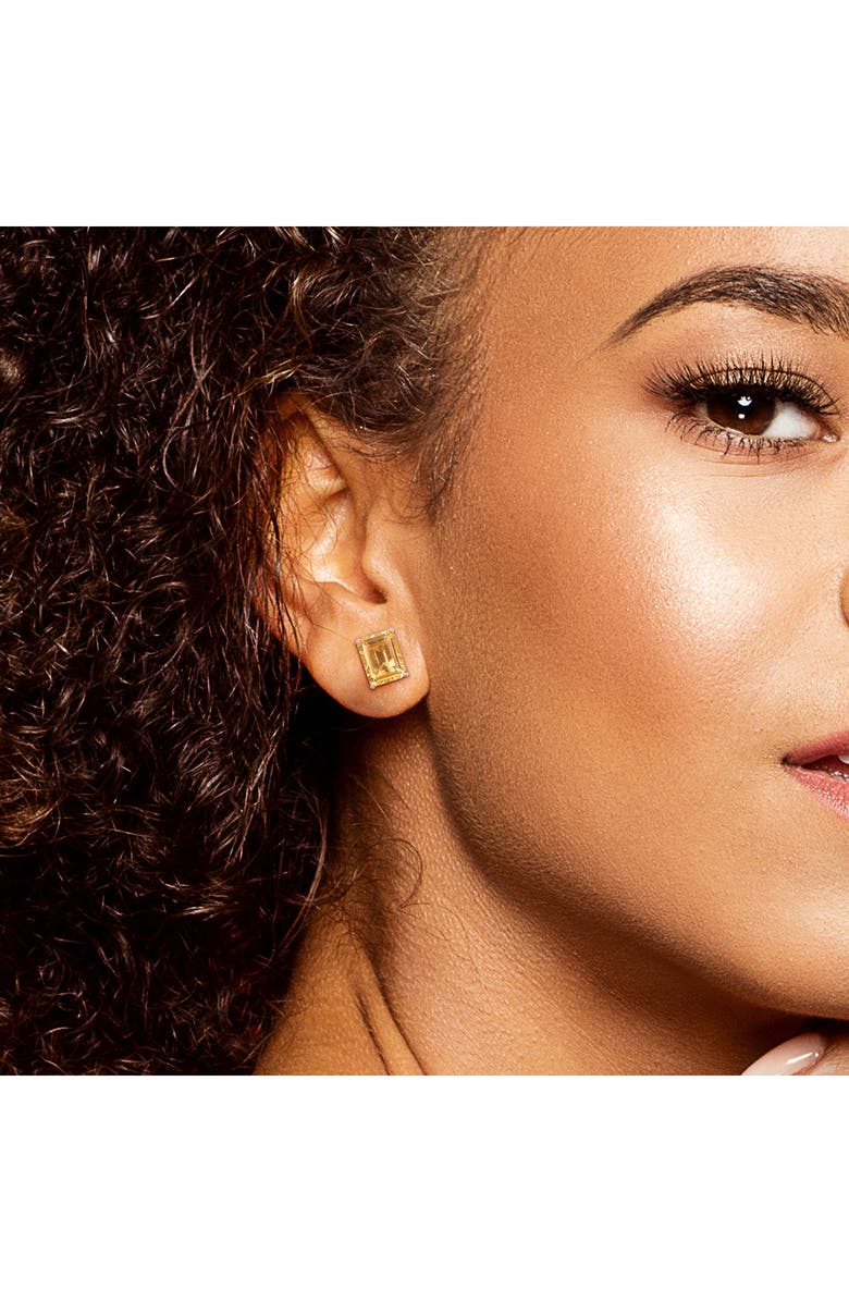 DELMAR Sterling Silver Emerald-Cut Citrine Stud Earrings & Necklace Set, Alternate, color, 