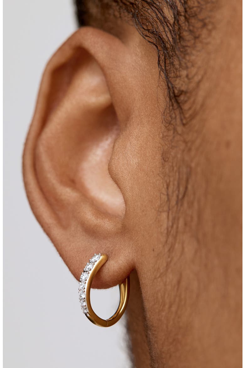 Riva Pavé Lab Grown Diamond Small Hoop Earrings, Alternate, color, 18K GOLD VERMEIL/ LAB DIAMOND