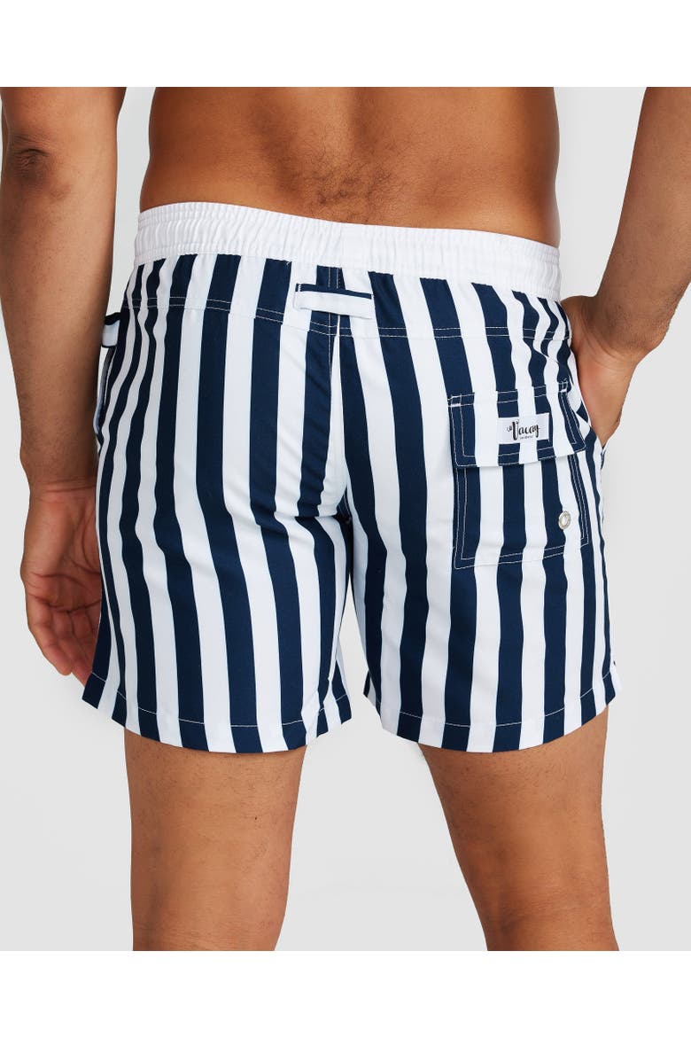 Oslo Swim Short, Alternate, color, Navy & White Panel Stripe