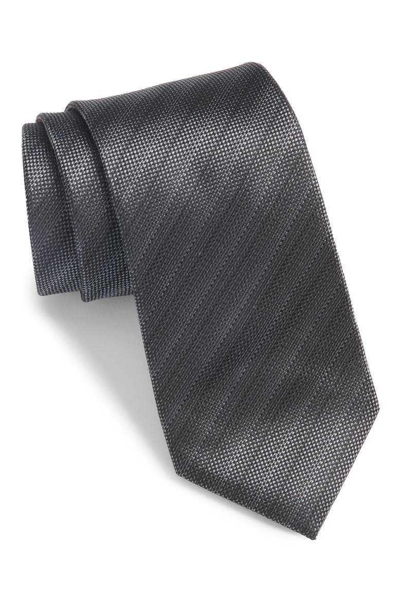 Tonal Stripe Silk Tie, Main, color, BLACK