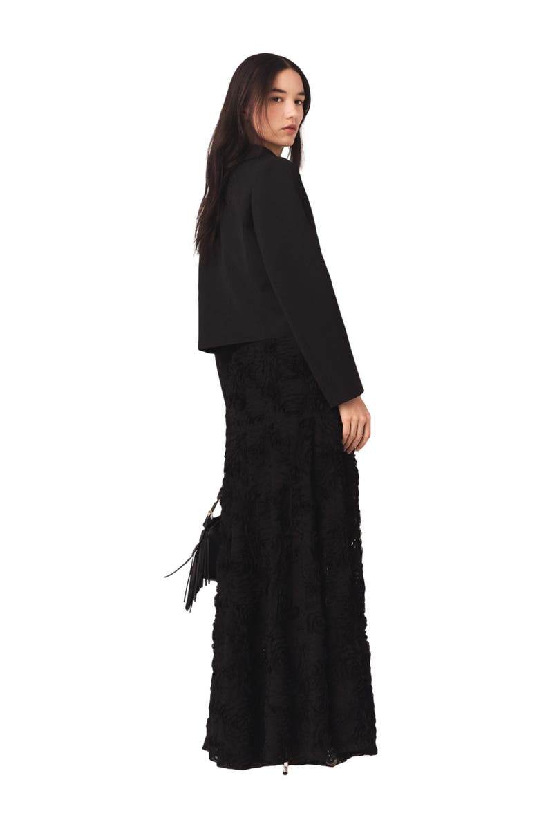 maje Long embroidered skirt, Alternate, color, Black