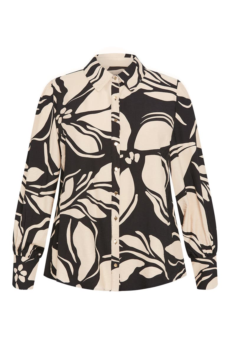 Rosabella Floral Button-Up Shirt, Alternate, color, MONO PRINT