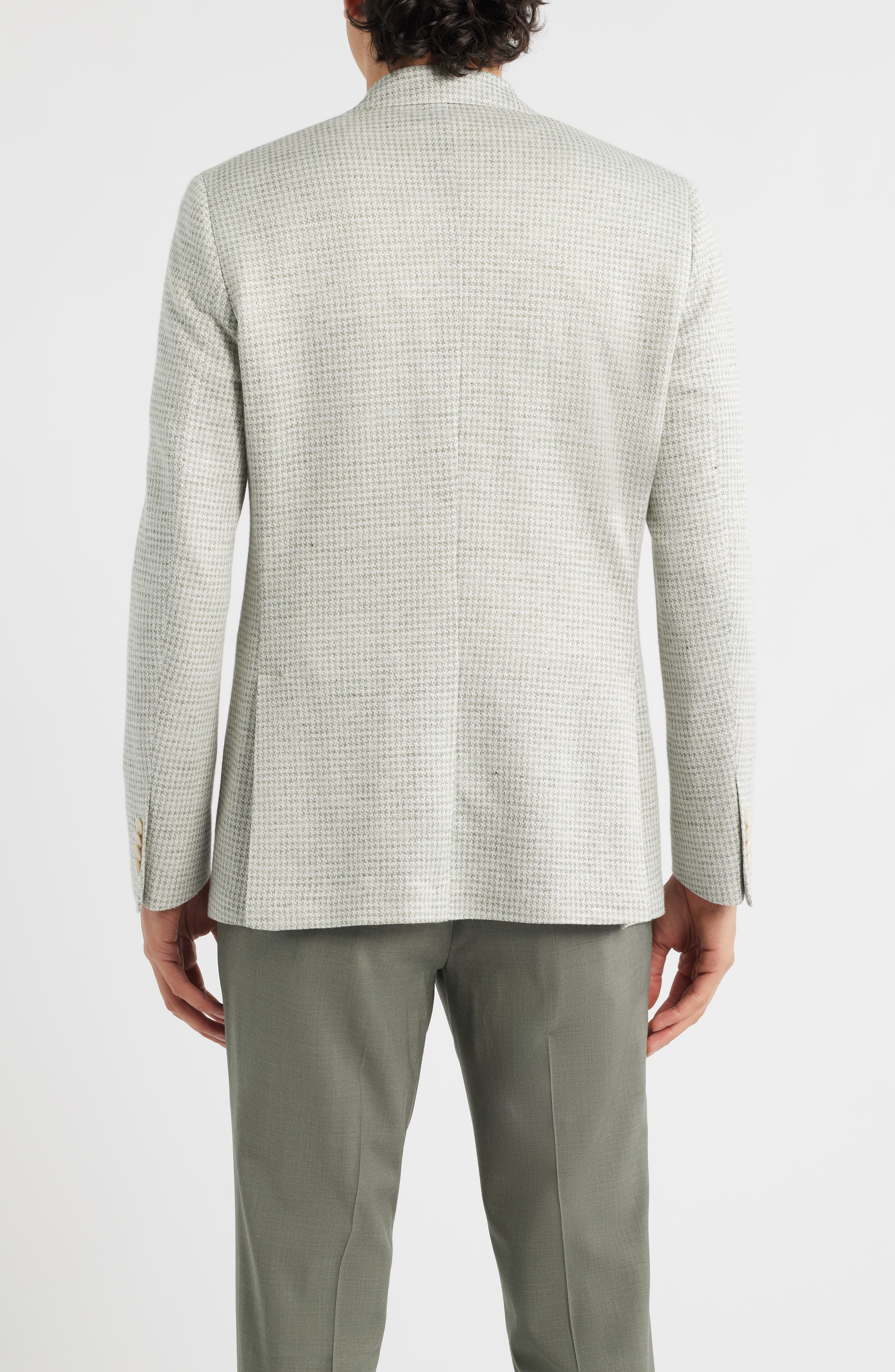 Jack Victor Hampton Cream & Green Houndstooth Knit Linen & Cotton Sport Coat — фото 2