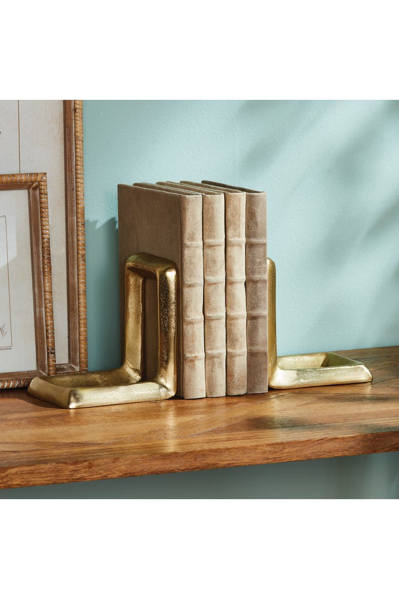 Strofi Decorative Gold Finish Premium Quality Bookends, Set of 2, Alternate, color, Gold