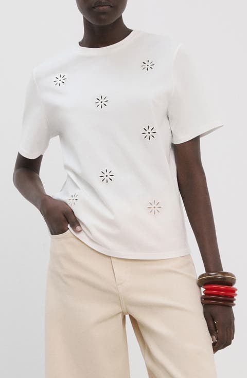 Floral Embroidered Cotton Tee