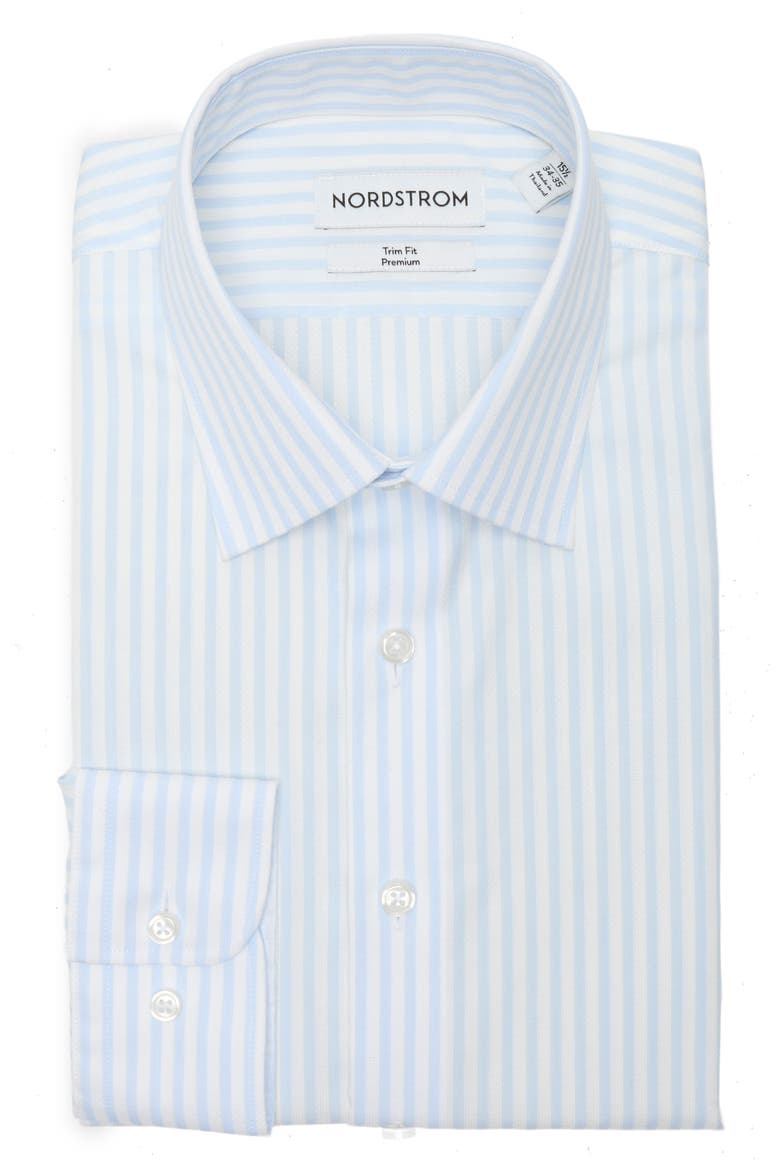 Premium Trim Fit Dress Shirt, Alternate, color, BLUE ADIGE STRIPE