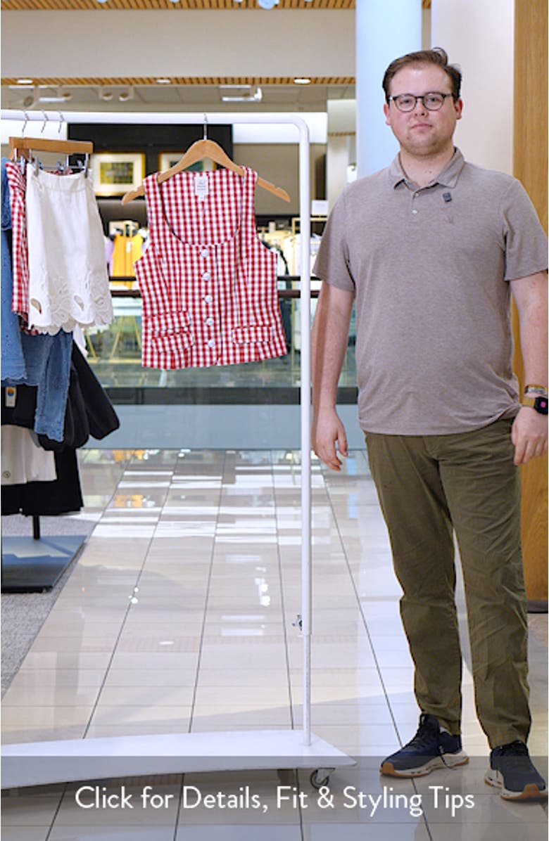 Lovina Mini Gingham Stretch Cotton Top, sales video thumbnail