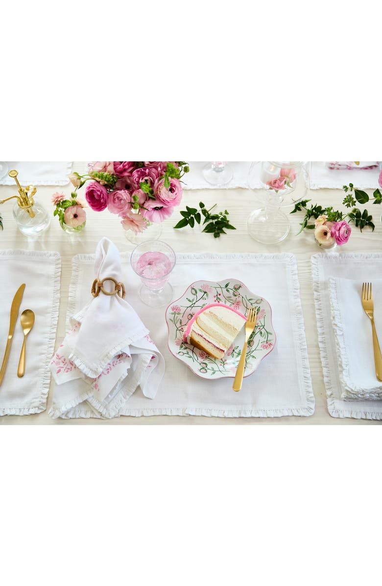 Solino Home Linen Dinner Napkins - Juliette Ruffle, 20" x 20" Inch, Alternate, color, White