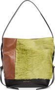 Marni Small Leather & Genuine Calf Hair Hobo Bag