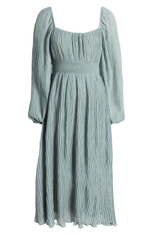 Zoe And Claire Square Neck Long Sleeve Midi Dress In Sage