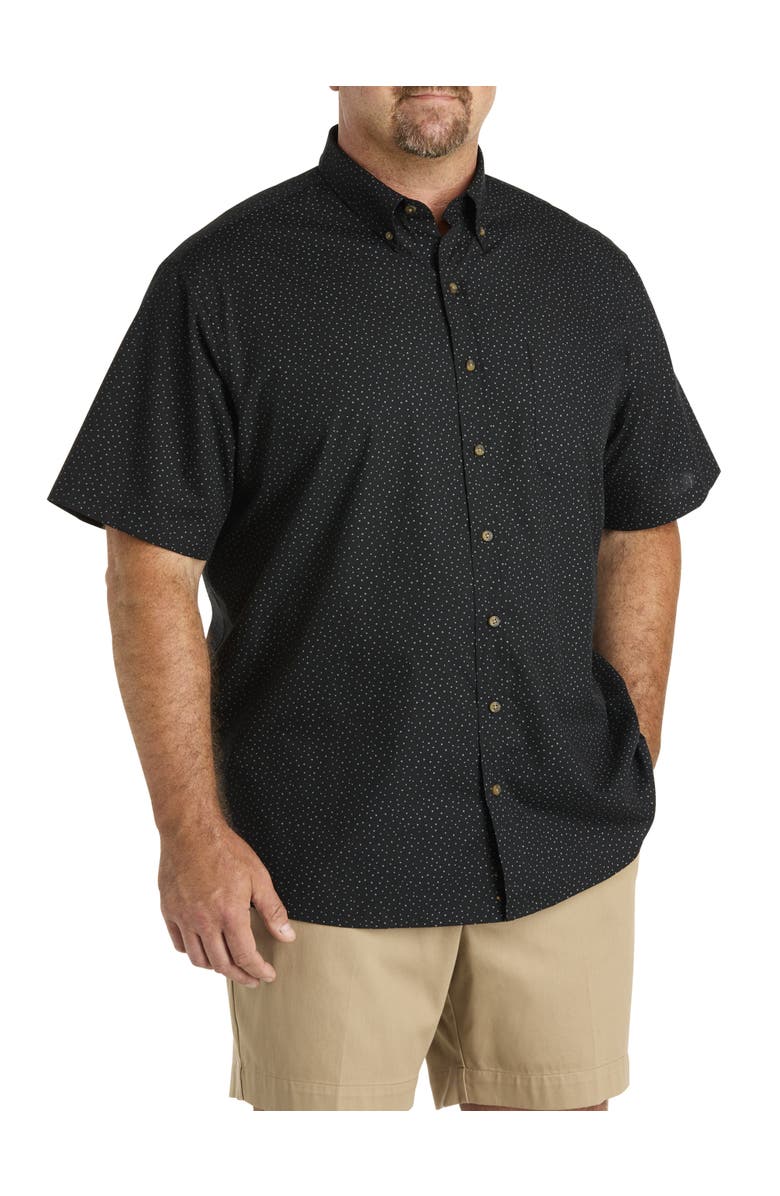 Harbor Bay by DXL Big & Tall Easy-Care Pin Dot Print Sport Shirt, Main, color, Black