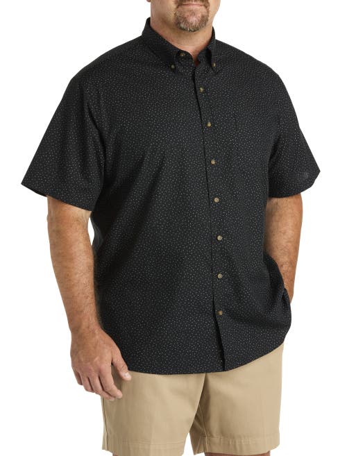 Harbor Bay By Dxl Big & Tall Easy-care Pin Dot Print Sport Shirt In Black