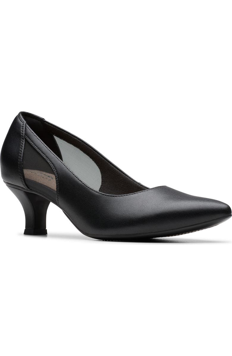 Clarks<sup>®</sup> Kepley Cora Pointed Toe Pump, Main, color, Black Leather