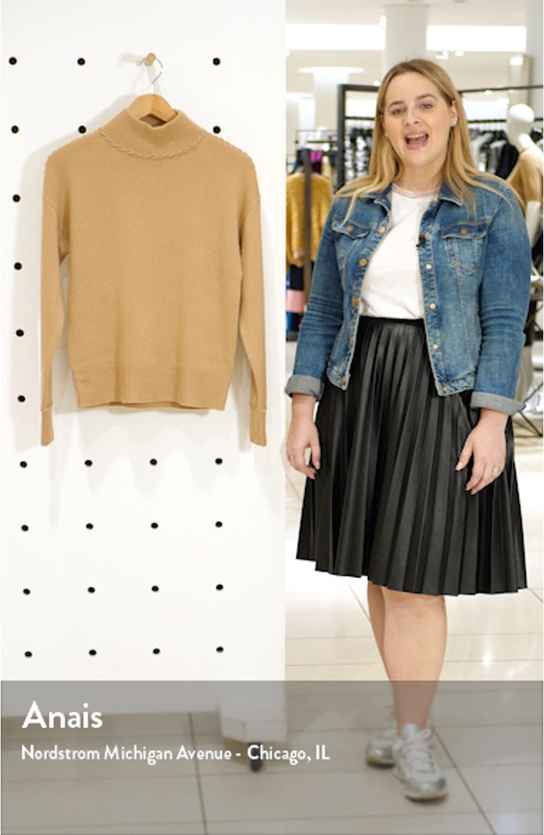 Whipstitch Mock Neck Cashmere Sweater, sales video thumbnail