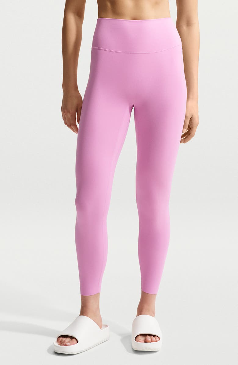 Nike Zenvy Dri-FIT High Waist 7/8 Leggings, Main, color, Light Magenta/White