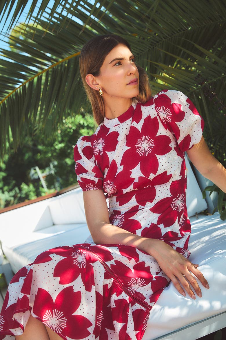 Freya Midi Dress, Alternate, color, Burgundy Akari