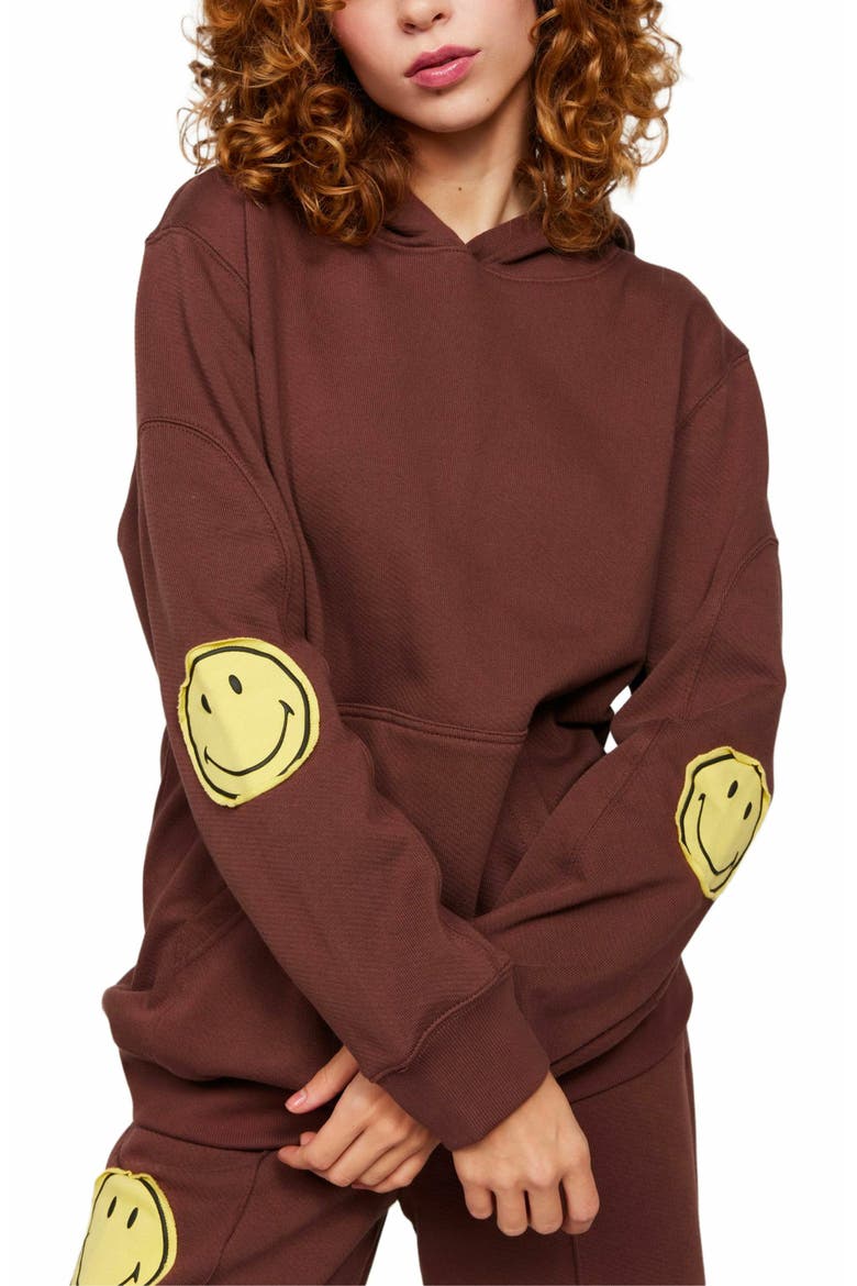 SMILEY OVERSIZED HOODIE, Alternate, color, BROWN